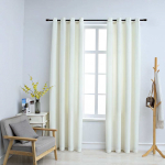 Pimendavad kardinad r&otilde;ngastega 2 tk, samet, kreemjas, 140x175cm
