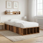 Voodiraam ladustamisega vana puit 80 x 200 cm tehispuit