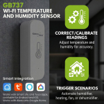 GreenBlue WiFi Temperature and Humidity Sensor, Android/iOS/Alexa/Google Home, 3.0V DC, LR03x2, GB737