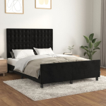 Voodiraam ilma madratsita, must, 140x200 cm, samet