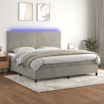 Kontinentaalvoodi madrats ja led, helehall, 200x200 cm, samet