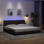 Voodiraam led-valgustusega ja madratsita, tumepruun, 200 x 200 cm, kangas