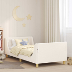Laste voodiraam peatoega peaga kreemjas 90 x 200 cm boucl&eacute;