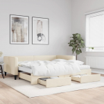 Diivanvoodi v&auml;ljat&otilde;mmatava osaga, kreemjas, 100x200 cm, kangas