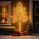Led-j&otilde;ulupuu seinale 210 cm 312 led-i soe valge teras must