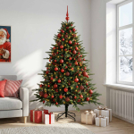 Kunstkuusk koos j&otilde;ulukuuliga 180 cm 300 led-i soe valge