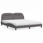 Voodi viana madratsiga, hall, 180x200 cm, kunstnahk