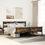 Metallist voodiraam ilma madratsita suitsutatud tamm 183x213 cm