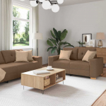 Diivan 3 pcs pruun lina-segu kangas
