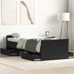 Voodi raam peaga sahtliga must tamm 193 x 78 x 50 cm tehispuit