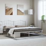 Metallist voodiraam peatsiga, valge, 183x213 cm