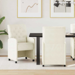 Ratastega s&ouml;&ouml;gi-toolid 2 pcs cream 58 x 67 x 97 cm samet