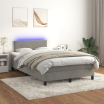 Kontinentaalvoodi madrats ja led, helehall, 120x200 cm, samet