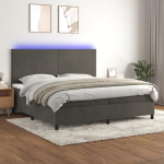 Kontinentaalvoodi madrats ja led, tumehall, 200x200 cm, samet