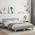 Voodiraam peatsiga, hall sonoma tamm, 140x200 cm, tehispuit