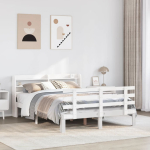 Voodiraam peatsiga ilma madratsita valge 140x200 cm