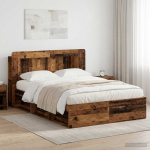 Voodiraam ladustamisega peaga vana puit 140 x 190 cm tehispuit