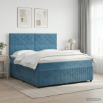 Vedruvoodi madratsiga peaga sinine 140 x 200 cm samet