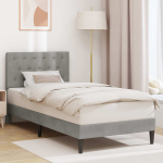 Voodi raam peaga helehall 80 x 200 cm samet
