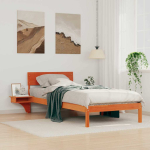 Voodi raam peaga vahapruun 90 x 190 cm tahke m&auml;nd