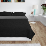 Kahepoolne tepitud voodikate, hall ja must, 220 x 240 cm