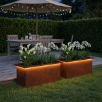 Led-valgustusega lillekast 2 tk rooste 30 x 60 x 30 cm