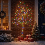 Led-j&otilde;ulupuu seinale 180 cm 200 led-i mitmev&auml;rviline teras must