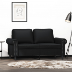 Kahekohaline diivan, must, 120 cm, kunstnahk