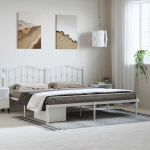 Metallist voodiraam peatsiga, valge, 193x203 cm