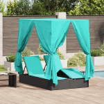 Topelt p&auml;ikesetool t&uuml;rkiis 205 x 129 x 200 cm pol&uuml;rotang