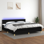 Kontinentaalvoodi madrats ja led, must, 200x200 cm, kangas