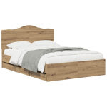 Bed frame with storage and headboard artisan oak 140 x 190 cm
