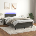 Kontinentaalvoodi madrats ja led, tumehall, 120x200 cm, samet