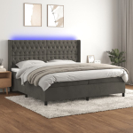 Kontinentaalvoodi madrats ja led, tumehall, 200x200 cm, samet