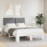Voodiraam pehme peatoega peaga helehall 140 x 190 cm tahke m&auml;nd