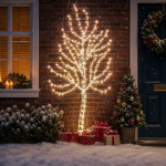Led-j&otilde;ulupuu seinale 180 cm 200 led-i k&uuml;lm valge teras must