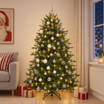Kunstkuusk koos j&otilde;ulukuuliga 240 cm 300 led-i soe valge
