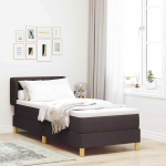 Voodiraam vedrudega ja madratsiga kreem 90x200 cm tumepruun