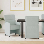 Ratastega s&ouml;&ouml;gi-toolid 2 pcs helehall 58 x 65 x 98 cm samet