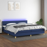 Kontinentaalvoodi madrats ja led, sinine, 200x200 cm, kangas