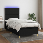 Kontinentaalvoodi madrats ja led, must, 80x200 cm, kangas