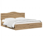 Bed frame with storage and headboard artisan oak 180 x 200 cm