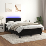 Kontinentaalvoodi madrats ja led, must, 120x200 cm, samet