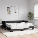 Diivanvoodi v&auml;ljat&otilde;mmatava osaga, must, 80x200 cm, kangas