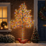 Led-j&otilde;ulupuu seinale 210 cm 312 led-i mitmev&auml;rviline teras must