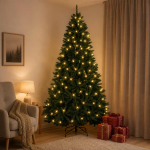 Kunstlik kokkupandav j&otilde;ulupuu 210 cm 400 led-i soe valge pvc