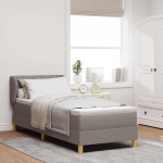 Voodiraam vedrudega ja madratsiga kreem 90x200 cm pruunikashall
