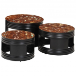 Baarilauad 3 tk, trummi kujuga, taastatud puit