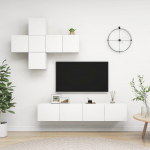 7-osaline telerikappide komplekt, valge, puitlaastplaat