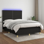 Kontinentaalvoodi madrats ja led, must, 140x200 cm, kangas